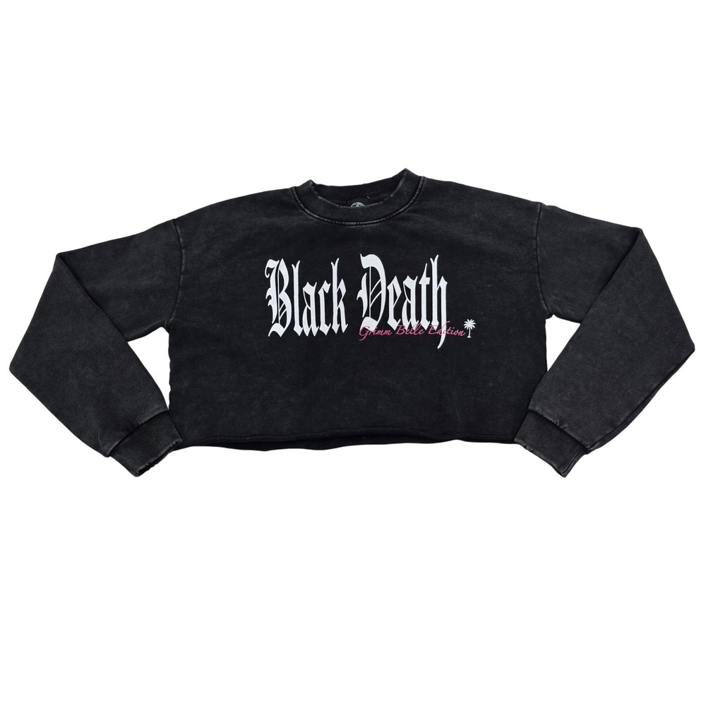 Black Death Grimm Belle Edition Cropped Sweatshirt Black Graphic‎ Skull Small